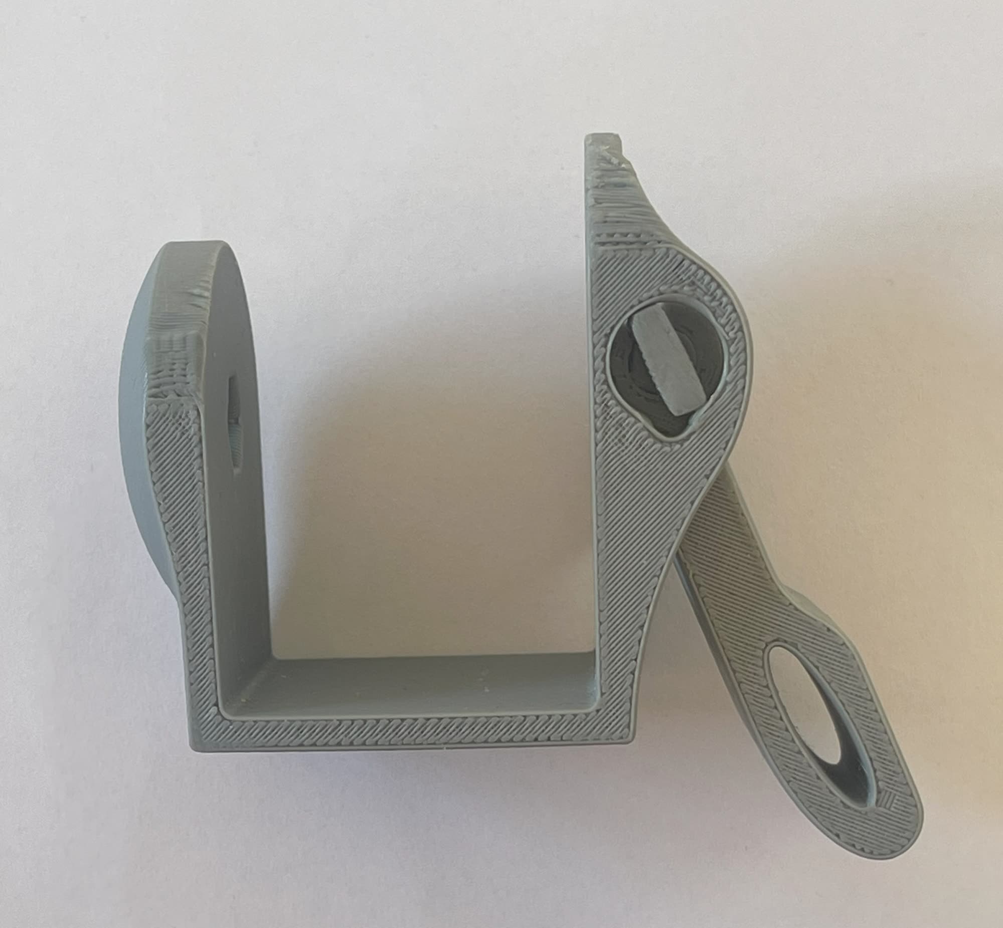 3D-printed HOLD prototype, side view of housing and arm