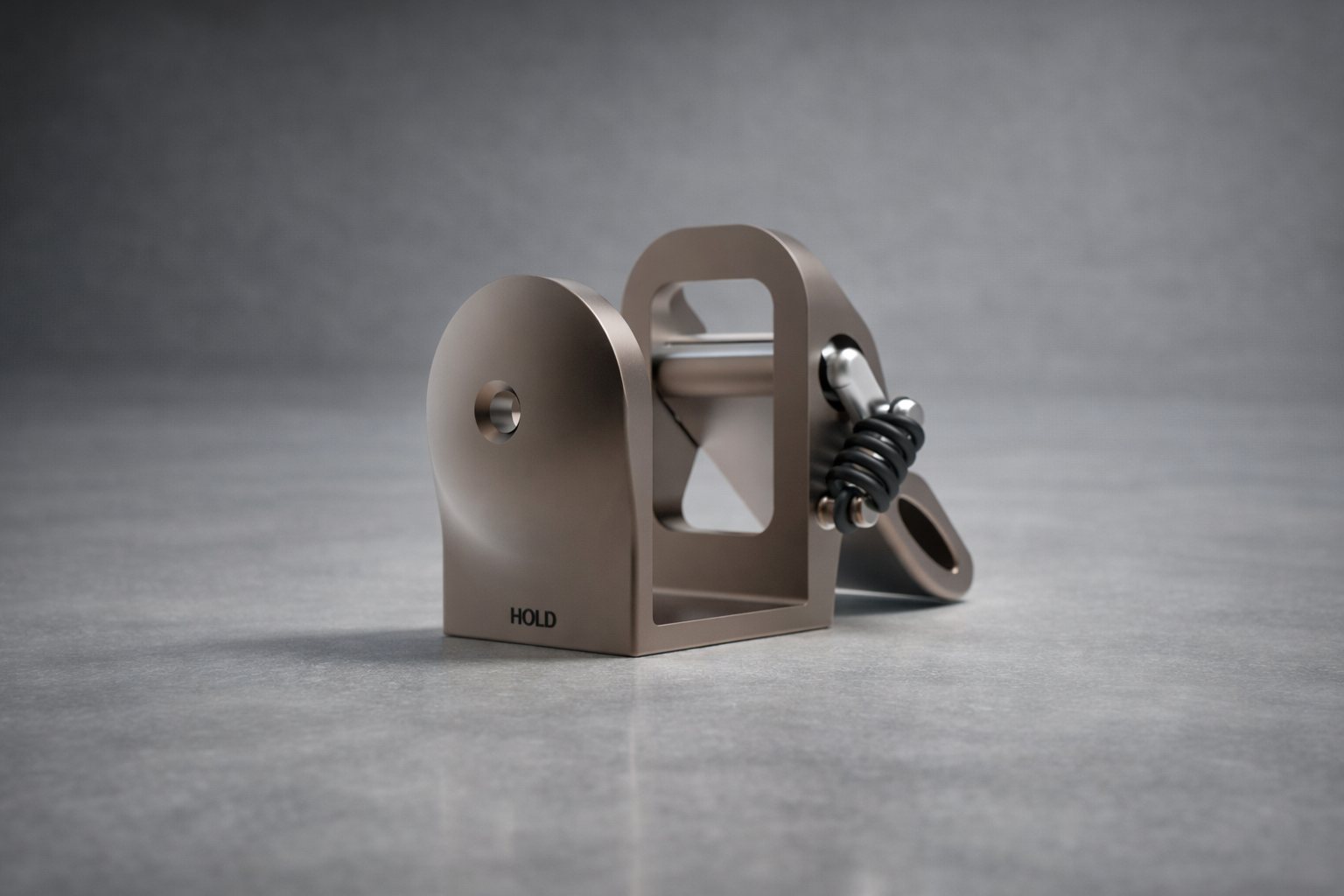 HOLD mechanical door holder, machined metal render