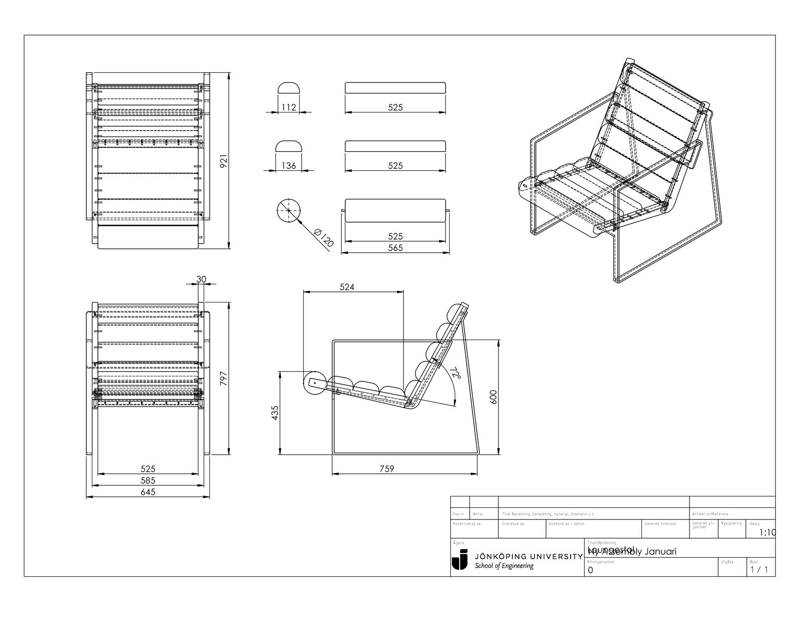 Technical assembly drawing of RØN