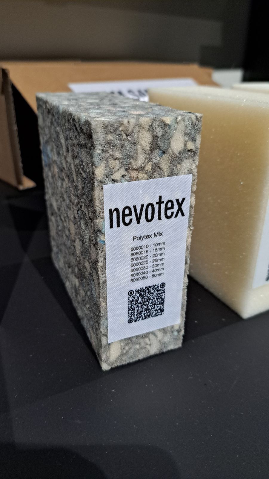 Nevotex Polytex Mix padding samples, offcut material
